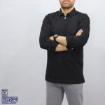 تیشرت مشکی آستین بلند نیم زیپ پنبه ای