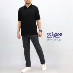 تیشرت مشکی پنبه نیم زیپ آستین کوتاه - Image 5