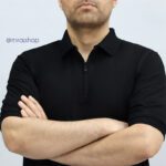 تیشرت مشکی پنبه نیم زیپ آستین کوتاه