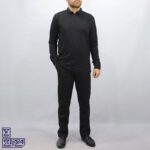 تیشرت مشکی آستین بلند نیم زیپ پنبه ای
