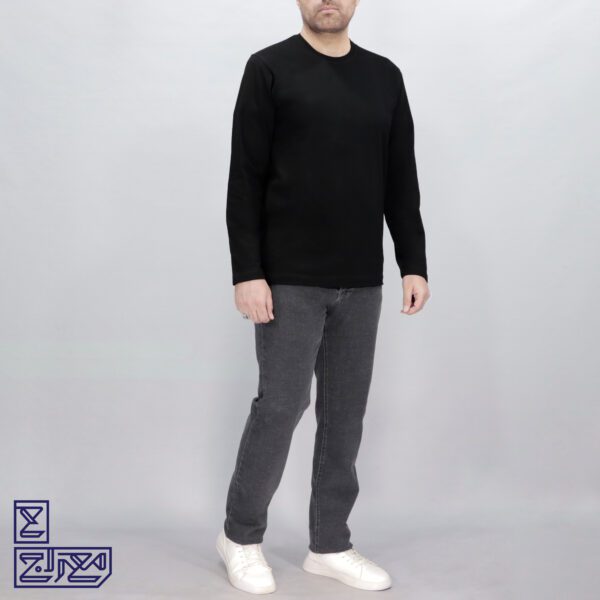 بلوز پنبه مشکی یقه گرد