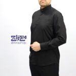 پیراهن مشکی یقه دیپلمات دکمه مخفی - Image 6