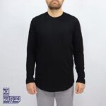 تیشرت پنبه مشکی یقه گرد لانگ