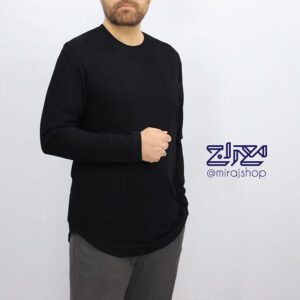تیشرت پنبه مشکی یقه گرد لانگ