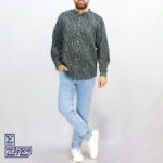 پیراهن پنبه کنفی یقه ایستاده