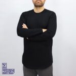 تیشرت پنبه مشکی یقه گرد لانگ