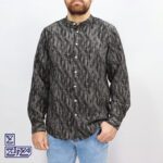 پیراهن پنبه کنفی یقه فرنچ چاپی