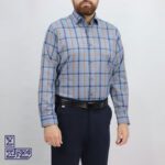 پیراهن تترون چهار خونه یقه دار