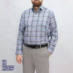 پیراهن تترون چهار خونه یقه دار