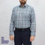 پیراهن تترون چهار خونه یقه دار