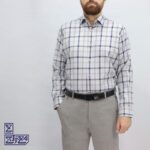 پیراهن تترون چهار خونه یقه دار