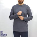 بلوز پنبه زنبوری یقه گرد نیم زیپ - Image 4