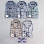 پیراهن تترون چهار خونه یقه دار