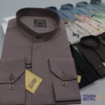 پیراهن کرپ یقه دیپلمات دکمه مخفی