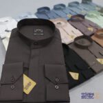 پیراهن کرپ یقه دیپلمات دکمه مخفی