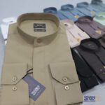 پیراهن کرپ یقه دیپلمات دکمه مخفی