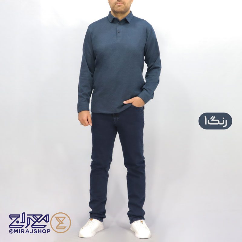 1.1 بلوز مردانه پنبه ژاکارد مچ پیراهنی