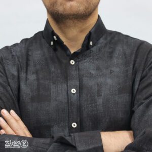 پیراهن پنبه کنفی مشکی مردانه