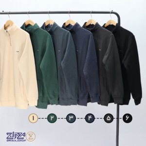 سویشرت مردانه پنبه جودون نیم زیپ