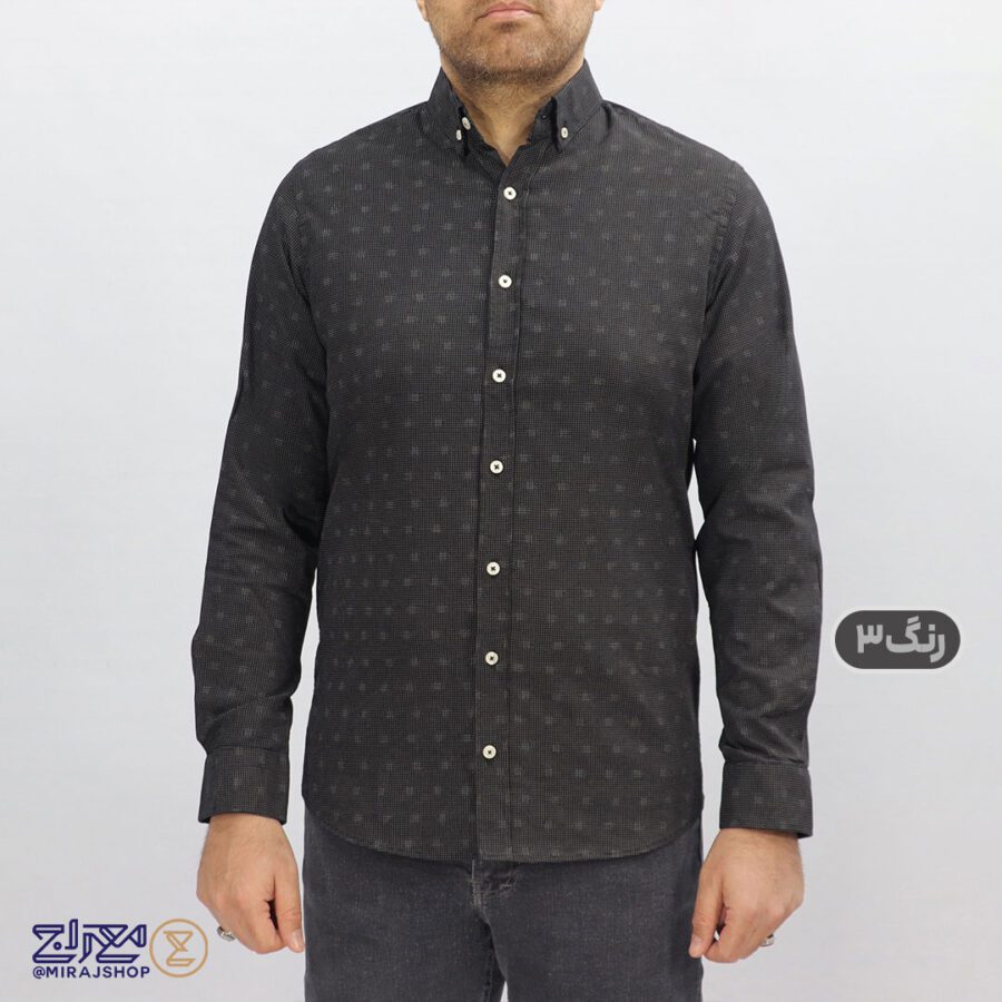 03-3-1 پیراهن مردانه پنبه چاپی مدل دامون