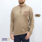 بلوز مردانه پنبه ای یقه فرنج دکمه بندی