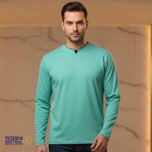 بلوز مردانه یقه کوبایی پنبه کشی ماراتن