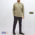 بلوز مردانه پنبه ای یقه فرنج دکمه بندی