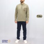 بلوز مردانه پنبه ای یقه فرنج دکمه بندی