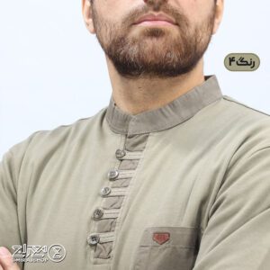 بلوز مردانه پنبه ای یقه فرنج دکمه بندی