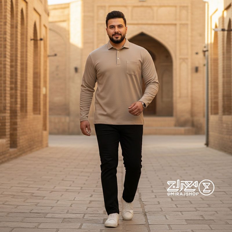 سایز بزرگ بلوز مردانه پنبه ای یقه دار سایز بزرگ