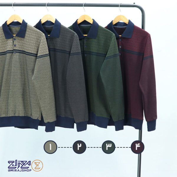 بلوز مردانه پنبه ژاکارد یقه دار