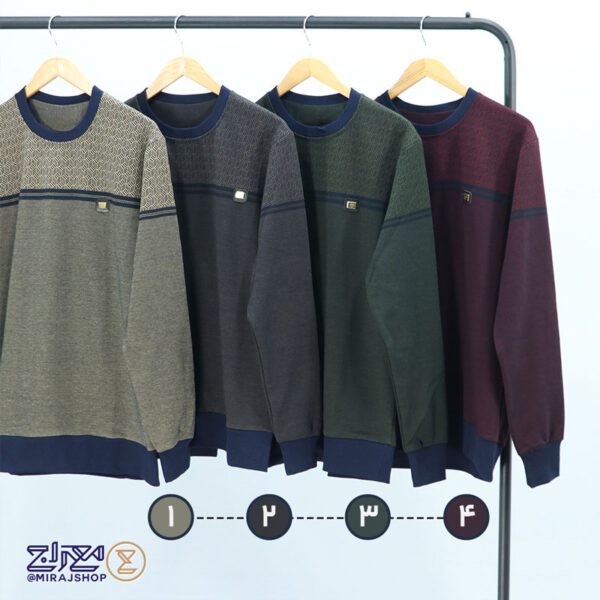 بلوز مردانه پنبه ژاکارد یقه گرد