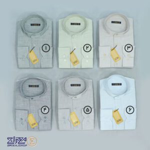 پیراهن مردانه پنبه کنفی بافت اسلپ یقه دیپلمات