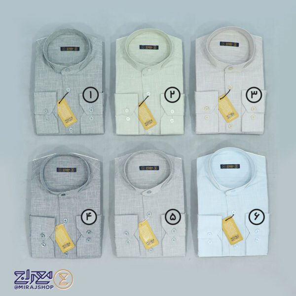 پیراهن مردانه پنبه کنفی بافت اسلپ یقه دیپلمات