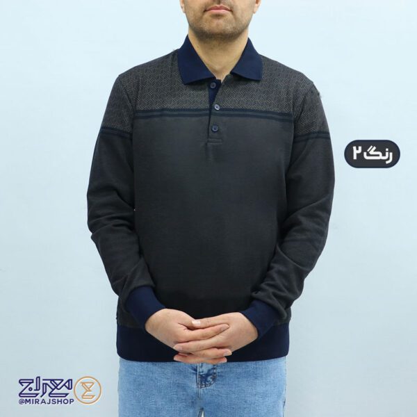بلوز مردانه پنبه ژاکارد یقه دار