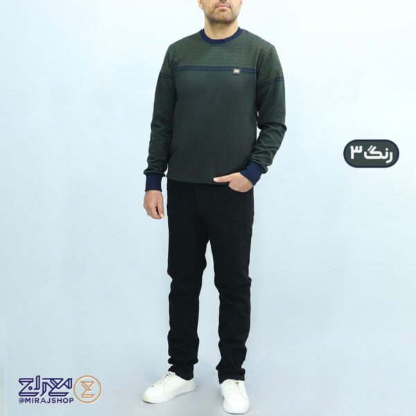 بلوز مردانه پنبه ژاکارد یقه گرد