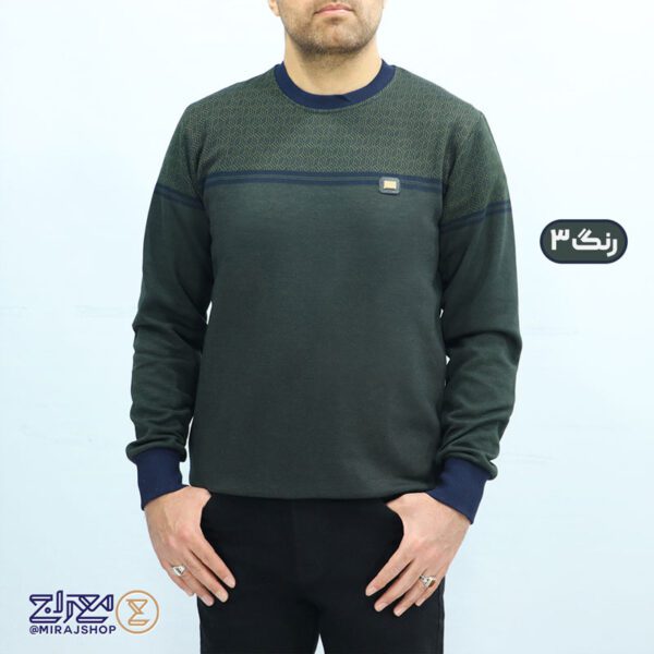 بلوز مردانه پنبه ژاکارد یقه گرد