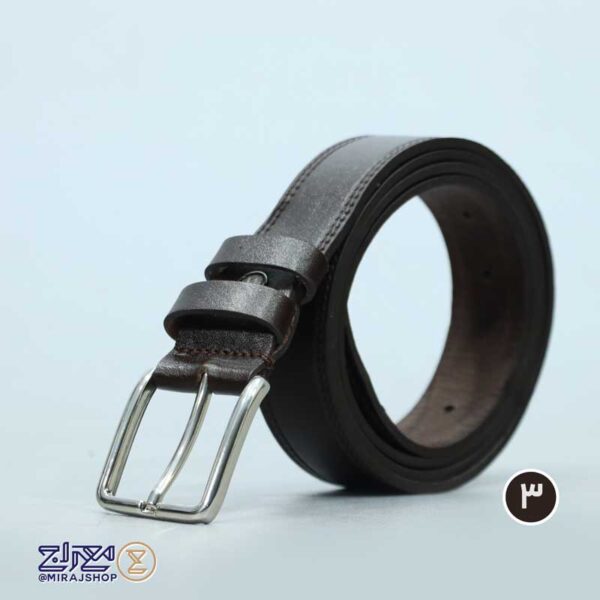 کمربند مردانه چرم طبیعی زبانه دار چکاوک - Image 9