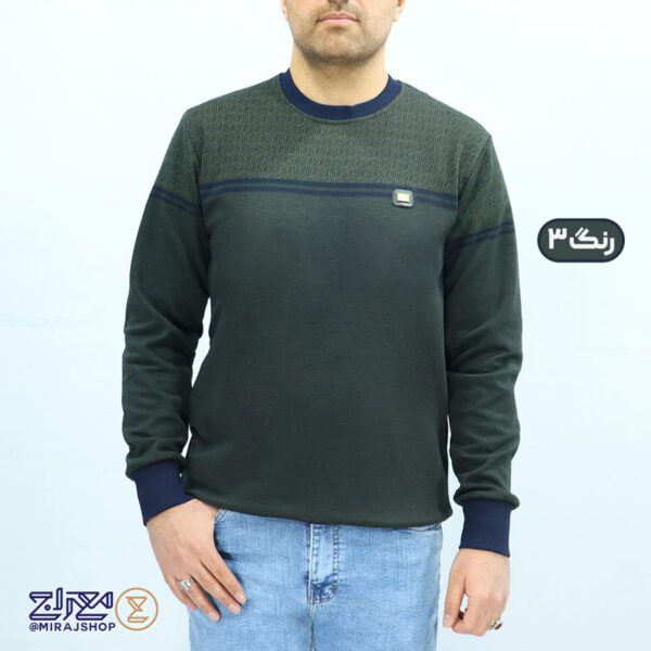 بلوز مردانه پنبه ژاکارد یقه گرد