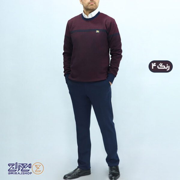 بلوز مردانه پنبه ژاکارد یقه گرد