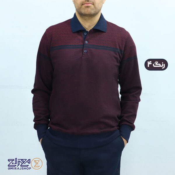 بلوز مردانه پنبه ژاکارد یقه دار