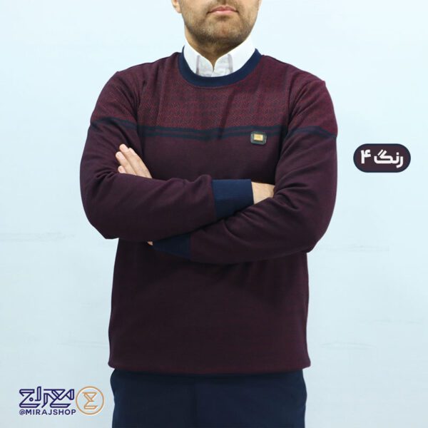 بلوز مردانه پنبه ژاکارد یقه گرد