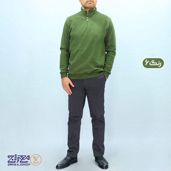 بلوز مردانه پنبه سلانیک نیم زیپ