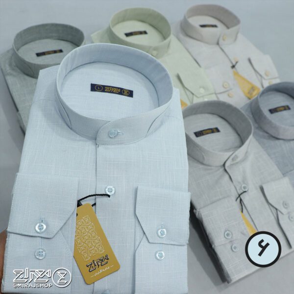 پیراهن مردانه پنبه کنفی بافت اسلپ یقه دیپلمات