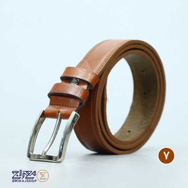 کمربند مردانه چرم طبیعی زبانه دار چکاوک - Image 5
