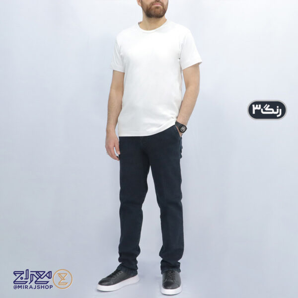 شلوار مردانه جین پنبه کشی جیب کراس