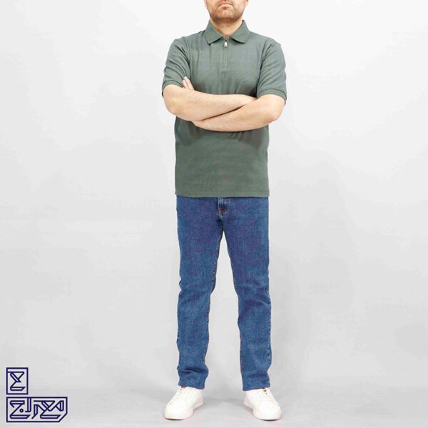 تیشرت پنبه بیسکویتی آستین کوتاه نیم زیپ 2198