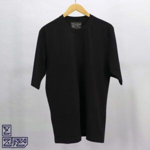 تیشرت پنبه مشکی یقه گرد آستین کوتاه