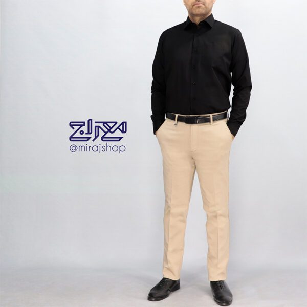 پیراهن تترون مشکی یقه دار