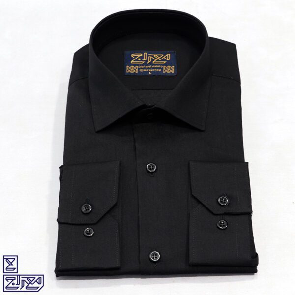 پیراهن تترون مشکی یقه دار